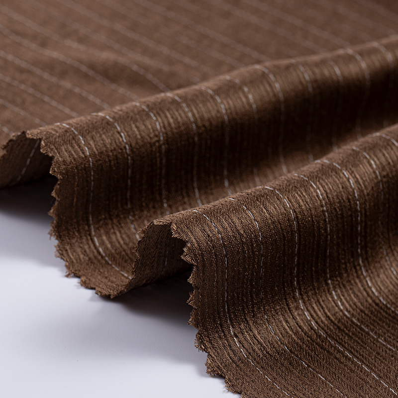 Tessuto a righe in rayon crêpe bifacciale imitazione acetato